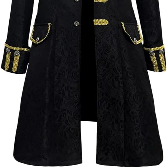 Men's Black Victorian Renaissance Steampunk Coat - Picture 2 of 12